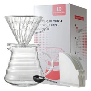 Kit Cafeteira V60 02 500ml + Jarra + Suporte + 40 Filtros